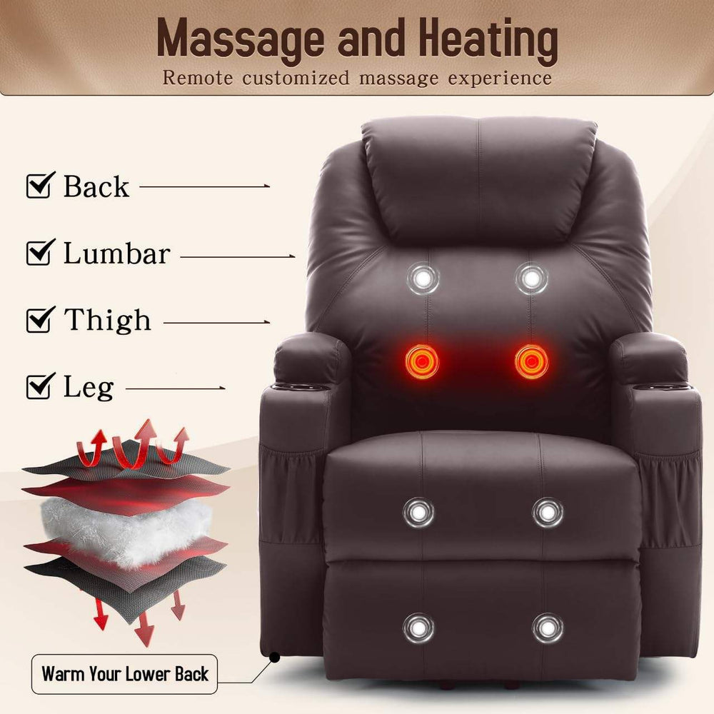 Single genuine leather massage heating living room multi-functional sitting and lying lazy zero-reliance wall chair sofa waist suitable for the elderly