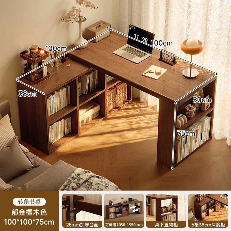 Corner desk bookshelf bookcase all-in-one table bedroom home extendable vanity corner computer desk office desk