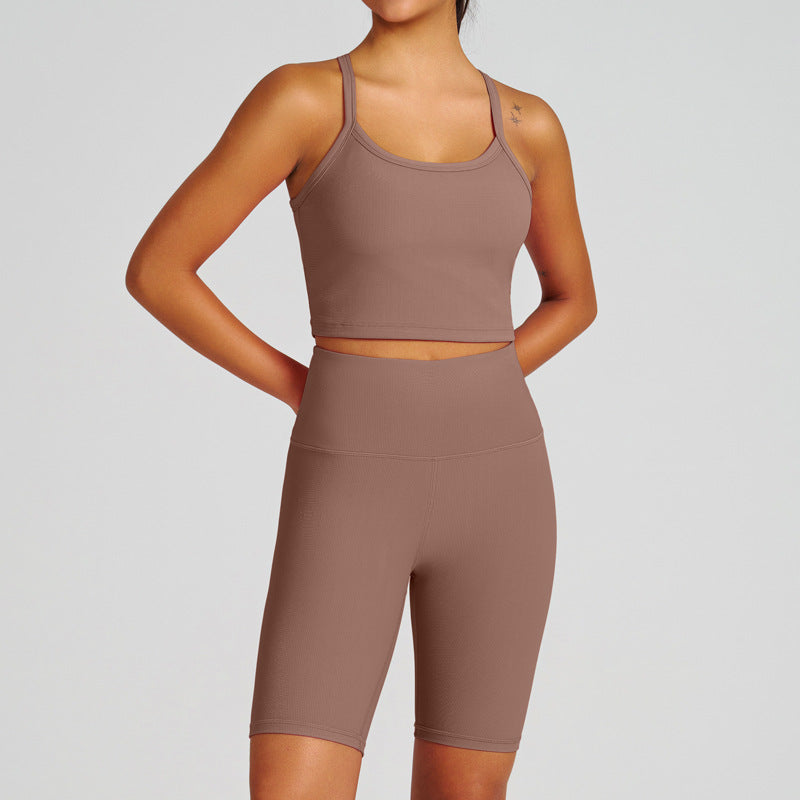 new arrival yoga clothes high waist hip lift tummy control slimming look sling beautiful back running sports intimates bra suit for women