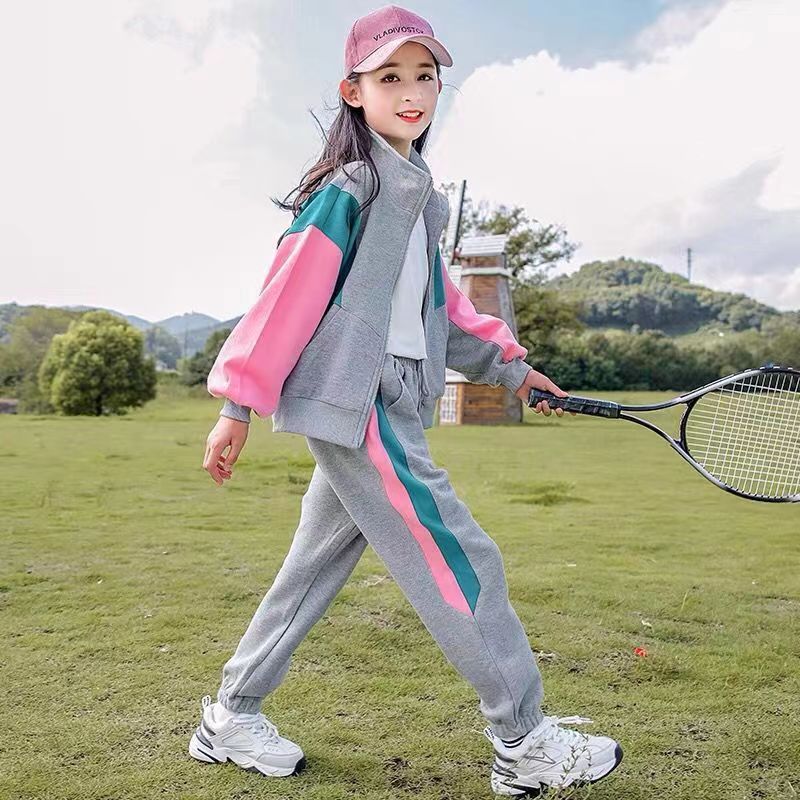 Girls' autumn activewear set -  new collection - trendy & stylish two-piece outfit for mid-to-large children