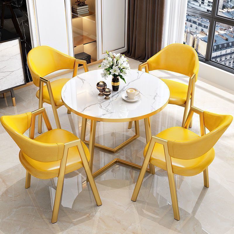 Nordic light luxury negotiation table and chair set - modern minimalist coffee shop/milk tea shop small round table for sales centers and casual reception areas