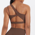 New arrival cross-border patchwork double-sided nylon brushed one-shoulder beautiful back sports intimates running fitness yoga wear vest for women