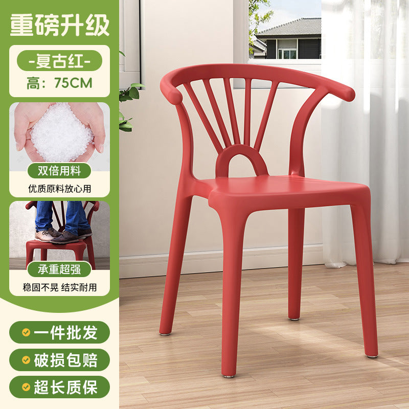 Scandinavian dining table and chairs modern casualthickened stool plastic chair dining chair for home backrest desk chair stackable stool