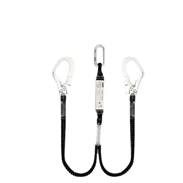 Shock absorption double hook elastic safety rope, elastic rope, Nettel 22KN large hook, high-altitude mobile protection rope