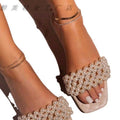 new women's handmade beaded slide sandals - sweet, girly, fairy style flat heel slippers for export