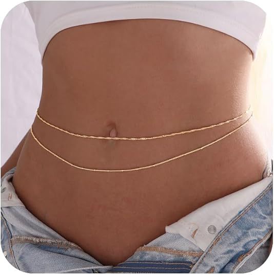 European and american export cross-border new women's waist chain summer beach sexy navel minimalist chain waist accessory