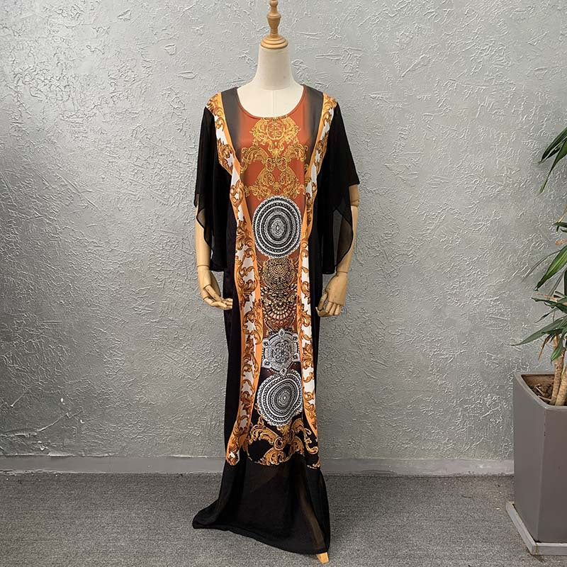 supply summerloose black hot diamond long dress elegantwork clothingdress special price
