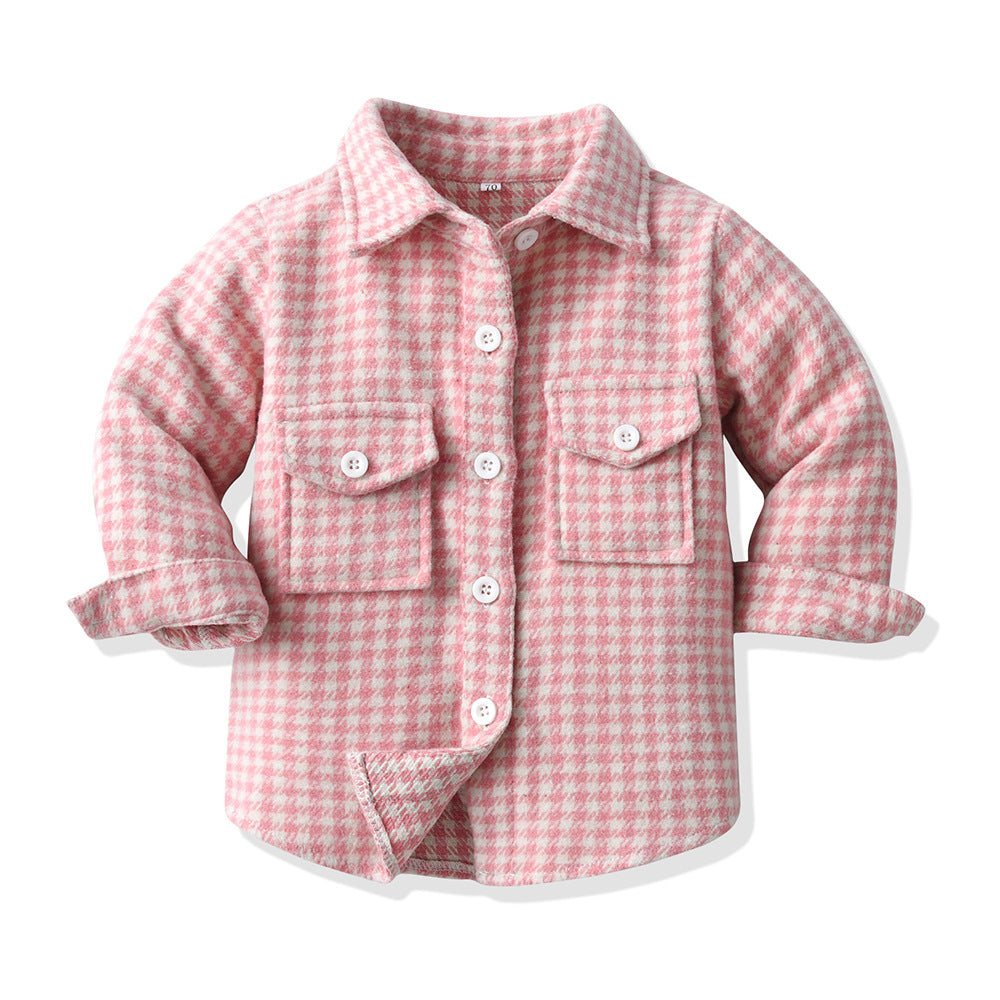 New arrivalpreppy style boys spring & fall clothing cotton long sleevesplaidkidsshirt brushed outwear children's clothing manufacturer wholesale
