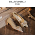 2025 new champagne butterfly wedding shoes - women's pointed toe low heel pumps