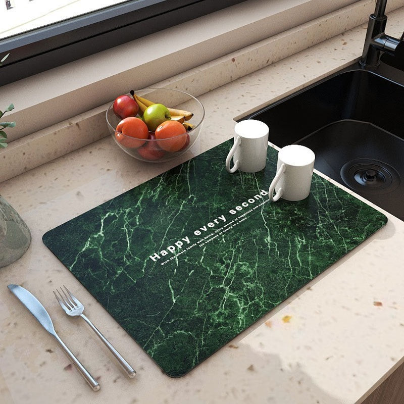 marble diatom mud kitchen countertop absorbent mat non-slip mat dish drying mat dining table insulation mat