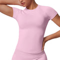 New arrival cross-border fashion seamless pure color tight high elastic breathable t-shirt sports running fitness yoga wear tops for women