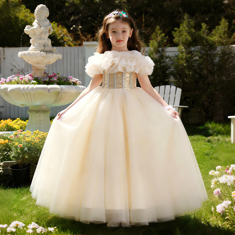 Girls' formal dress - premium openwork birthday princess gown -  new arrival - wholesale single piece - puffy flower girl dress