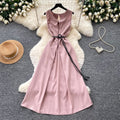 Qianjin wind sleeveless casualcasualdress women's summer high waist a-line skirt waist slimming lookwork clothingelegantclassy sense