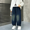 Kids' spring/autumn pants:  new boys' straight-leg jeans, autumn mid-to-large children's boys' trendy long pants