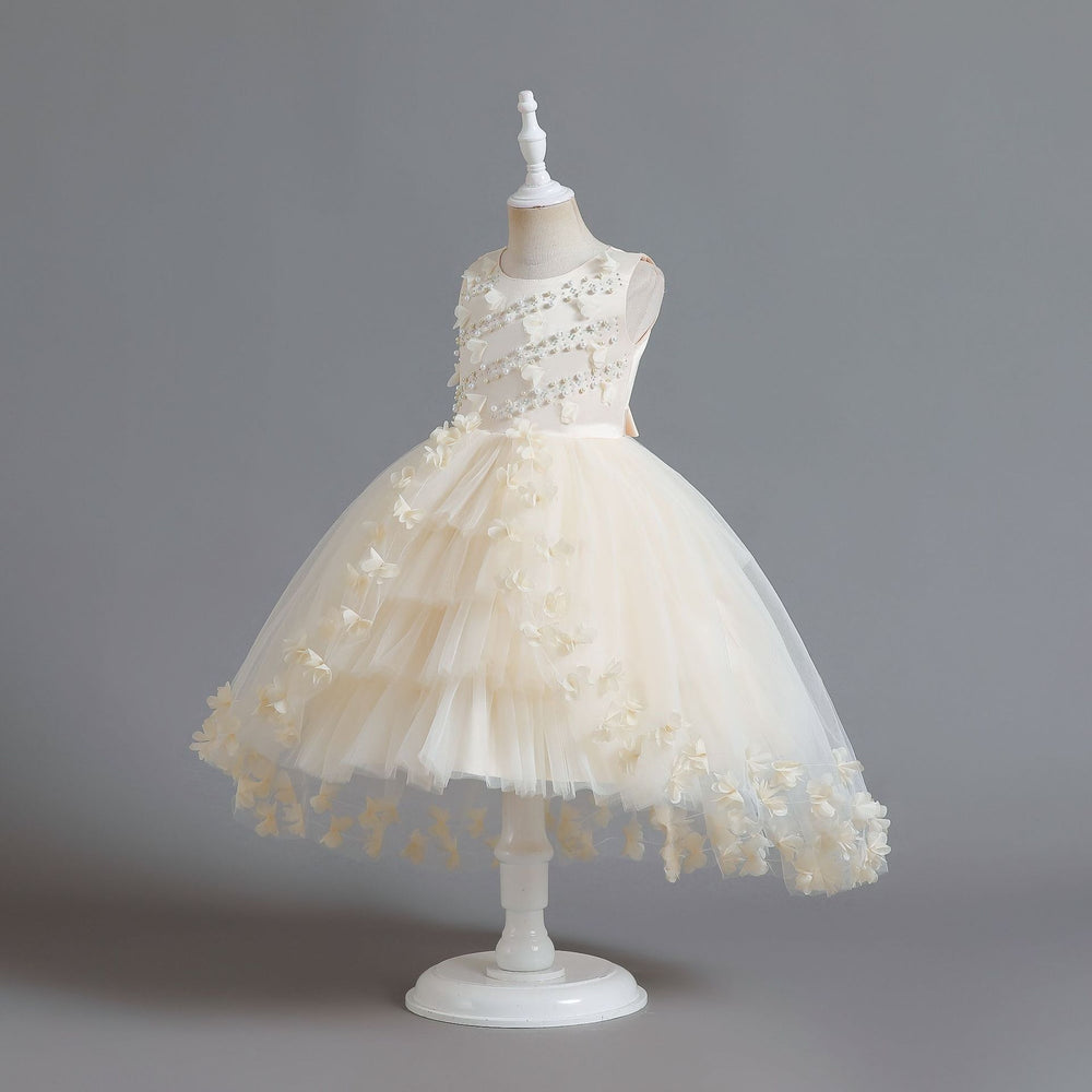 Amazon's new kids dress with trailing butterfly flower princess dress for female flower girl classyelegant piano performance dress