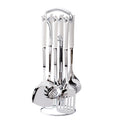 Nordic stainless steel kitchen utensil set - complete 7-piece cookware set: spatula, stir-fry spatula, spoon, ladle, and skimmer - wholesale