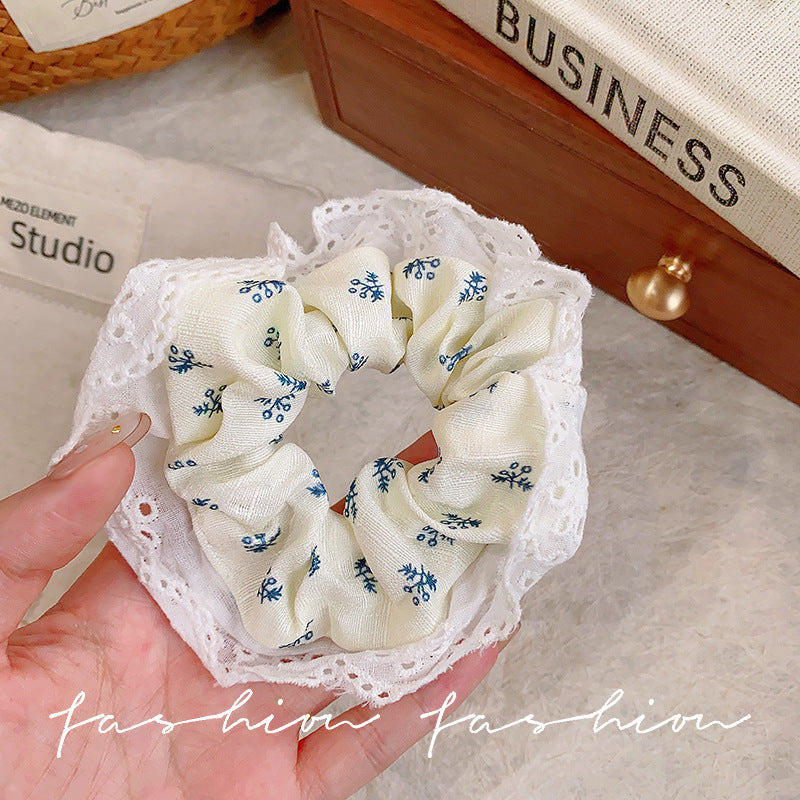 Korean style gentle small floral large intestine hair tie large artsygirl fabric ball head lazy atmosphere headband