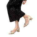 Bowknot single shoes for women, new autumn/winter 2025 collection, satin chunky heel, slip-on low heel pointed toe pumps