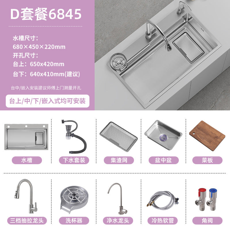 Double slag collection sink large single slot high quality stainless steel kitchen sink thickenedfor home dishwashing sink vegetable sink