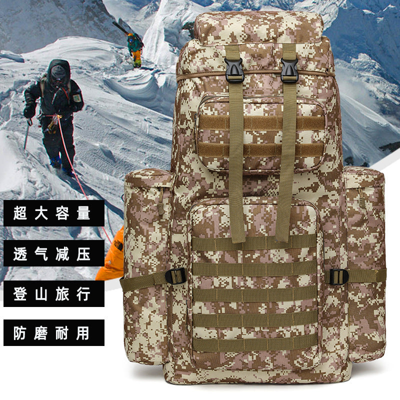 Sports mountaineering bag Large capacity backpack Multifunctional outdoor camping backpack Water-proof and wear-resistant travel bag