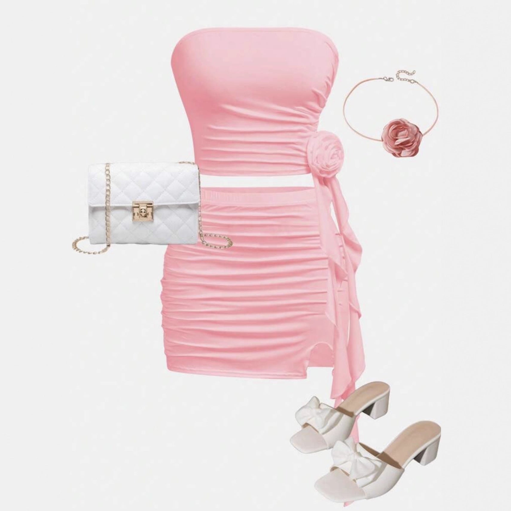 Cross-border external network explosion of new women's clothing tight navel vest pullover top sexy hot girl skirt set