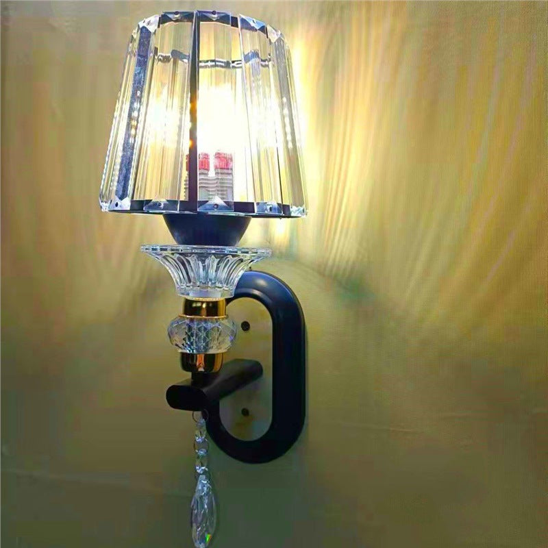 Minimalist modern luxury crystal wall sconce - bedroom bedside lamp, wall light for stairwells, hallways, living room accent wall, led lighting fixture