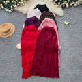 Retrocasual style tassel skirt women's high waist a-line skirt women's work clothingslimming look cake skirt niche style design classy sense