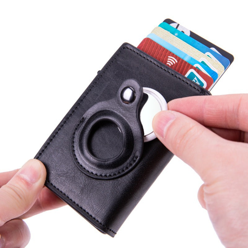 Factory direct  card bag, new wallet AirTag three-fold magnetic suction, large-capacity retro card bag, anti-theft card box.