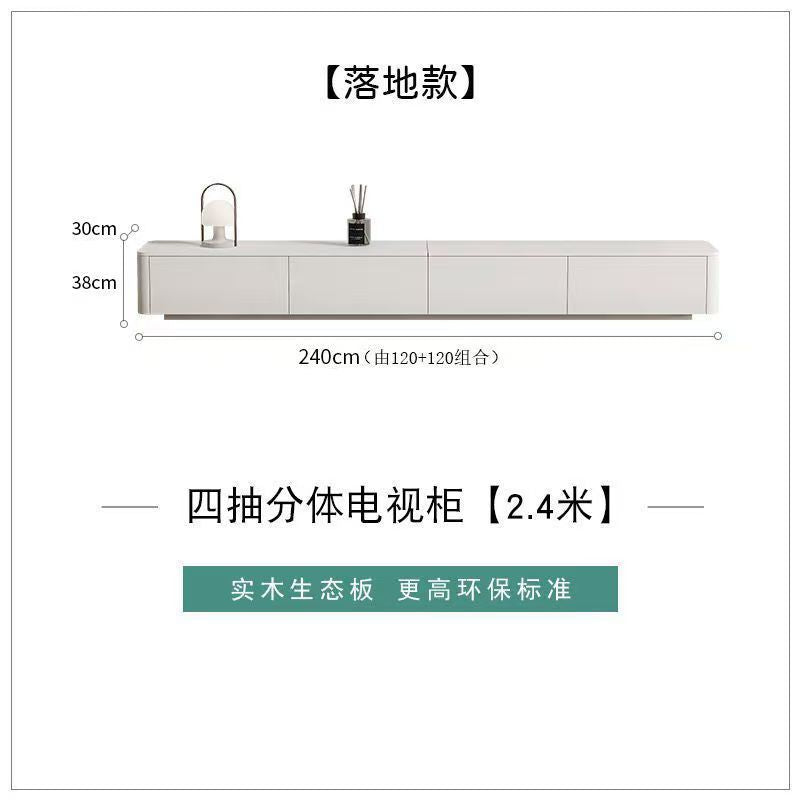 Pure solid wood tv cabinet rock slab floor-standing cabinet gray and white paint casualelegantaccessible luxury practical small apartment floor cabinet