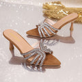Pointed-toe rhinestone sandals - women's 2026 summer new arrival, hollow-out stiletto heel slippers, feminine & elegant princess heel mules