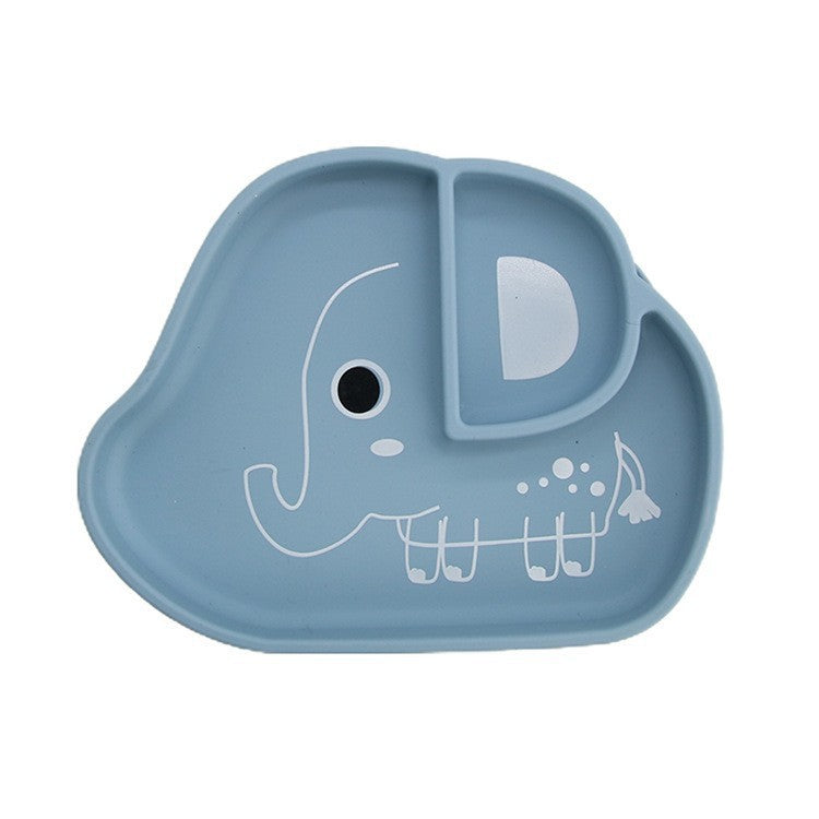 Cross-border children's silicone dinner plate baby partition plate complementary food bowl suction cup anti-drop animal shape silicone tableware