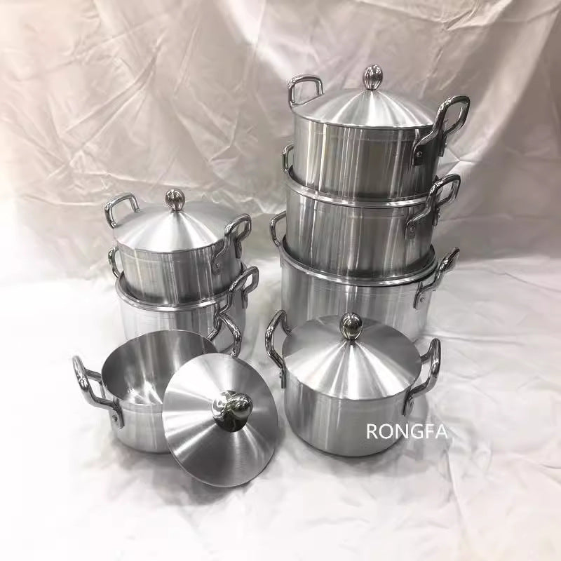 Aluminum potexport pot 7pcs high ear suit aluminum pot soup pot suit kitchenware