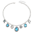 Wholesale blue gemstone necklace - european & american cross-border, light luxury, high-end, baroque heart, teardrop, and cross pendant necklace for women