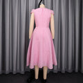 Spring/summer new arrival: elegant a-line high-waisted pink jacquard slimming party dress