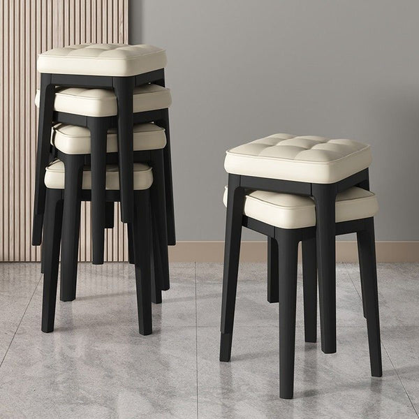 Soft bag stool household living room dining table dining chair modern simple stackable dining room plastic square chair eating high stool