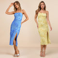 C7742 cross-border    new women's bandeau dress with 3d embroidery, french style banquet dress