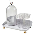 Cosmetic organizer box - trendy transparent rotating makeup brush holder with lid, dustproof desktop lipstick organizer