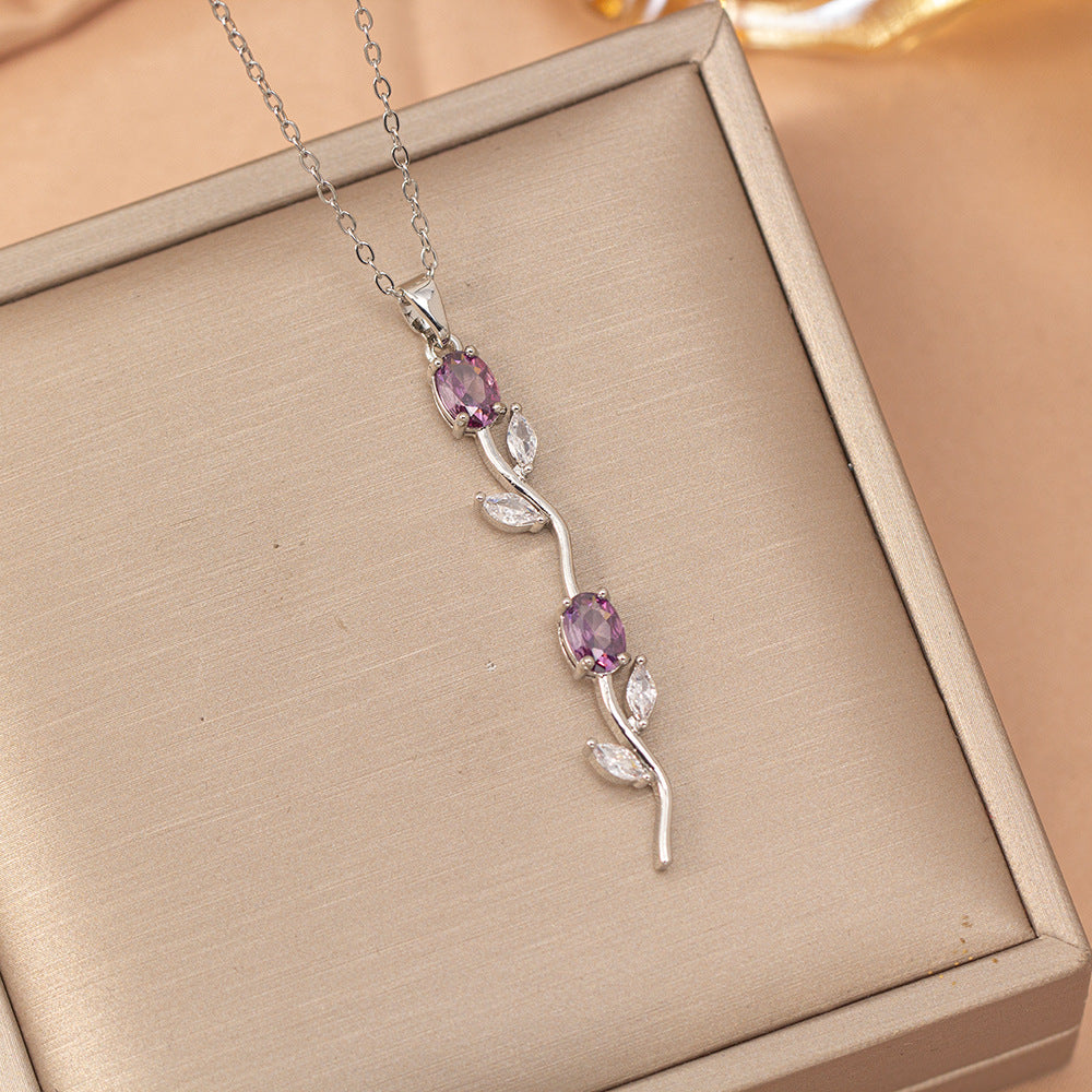 [titanium steel] cross-border popular versatile rose necklace for women ins fashion simple and high-end clavicle chain jewelry