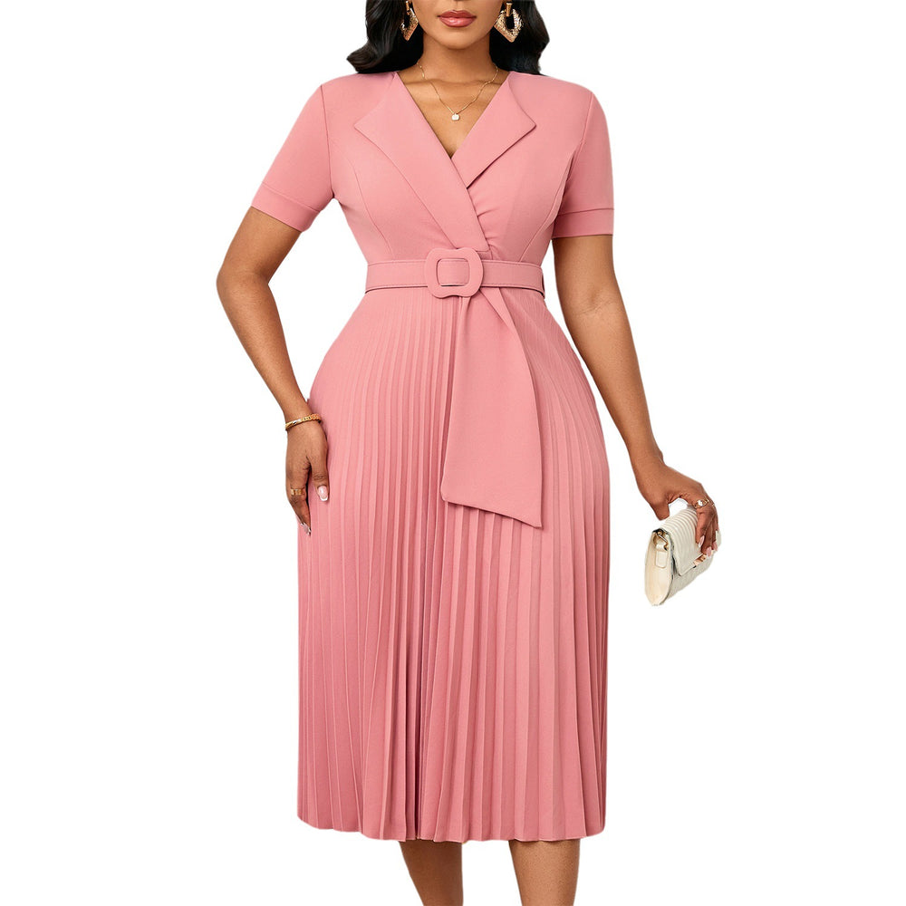 D593  fashion sexy short sleeve v neckfashionelegantelegance pleated plus sizehigh waist african dress