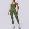 New arrival cross-border seamless pure color halter back tight-fitting suit sports running fitness yoga clothes two-piece set