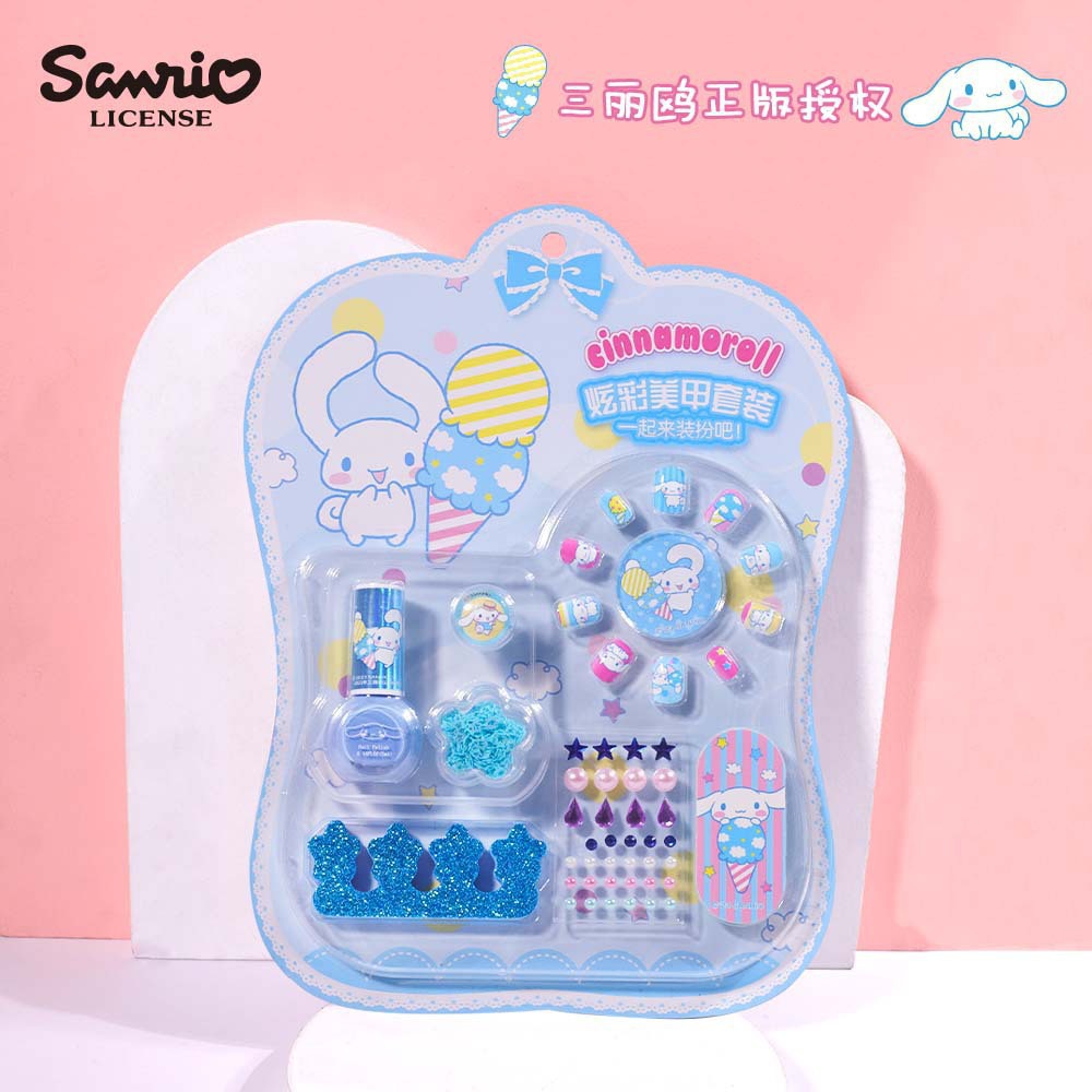 Authentic sanrio children's nail stickers & press-on nail set - cartoon creative diy nail art toy kit for kids