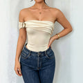 new arrival women's elegant jumpsuit off-shoulder pleated metal buckle waist slimming look jumpsuit women's outwear