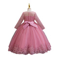 New in stock long sleeveslacekids dress wedding dress princess dress female flower girl birthday dress kids dress