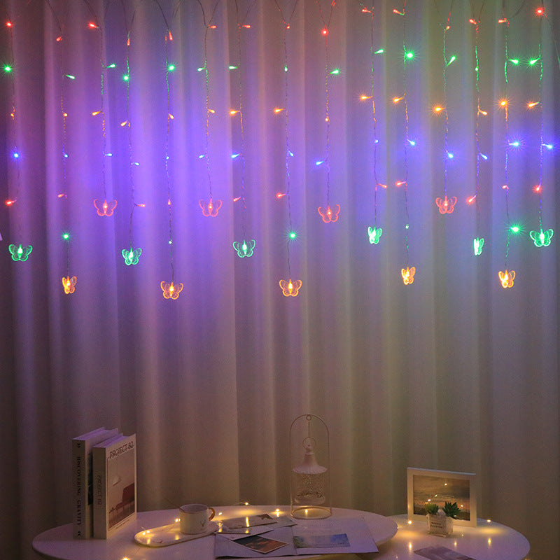 LED butterfly ice bar light interior decoration curtain light living room atmosphere flash light low pressure lights string snowflake ice bar light