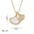 Japanese and korean style simple copper inlaid zirconium full diamond shell necklace accessible luxuryniche style female elegantfashion titanium steel clavicle chain jewelry