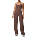 pure color brushed beautiful back tight strap halterhigh waist yoga suit sports running fitness two-piece set