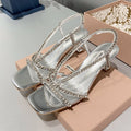 2026 summer new arrival: rhinestone-embellished thong sandals - open-toe patent leather silver heels - elegant high heels for socialites, fairies, and banquet events