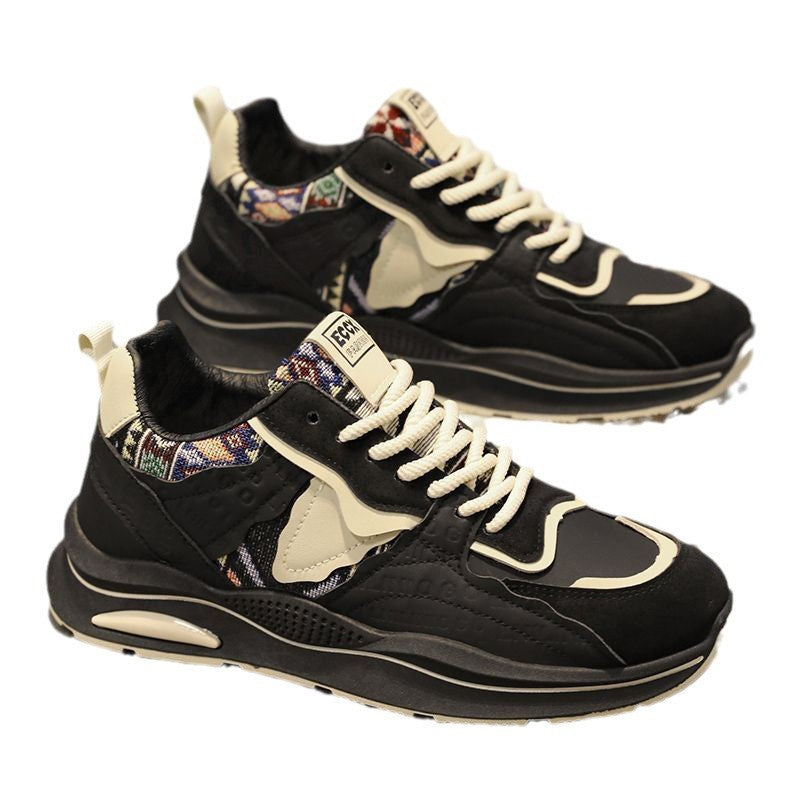 Men's fall/winter 2025 new trendy soft sole athletic casual shoes - men's chunky platform height increasing dad shoes - men's streetwear