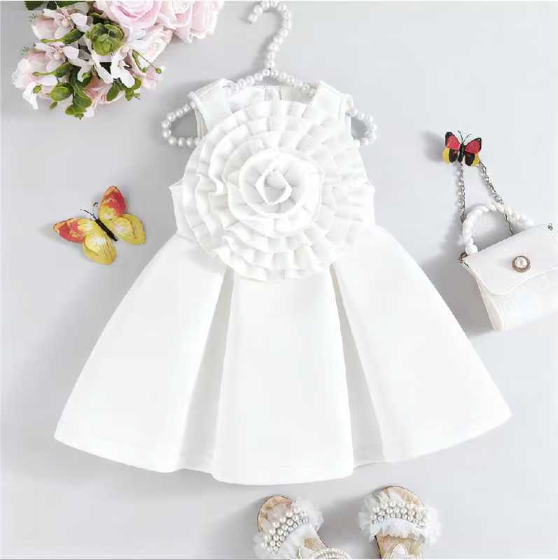hot-selling girls' summer sleeveless princess dress with oversized floral ruffle detail (european & american style)
