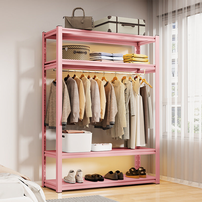 Shelf Wardrobe Stainless Steel Accessories Clothes Rod Open Hanger Floor Easy Assembly Indoor Wardrobe Storage